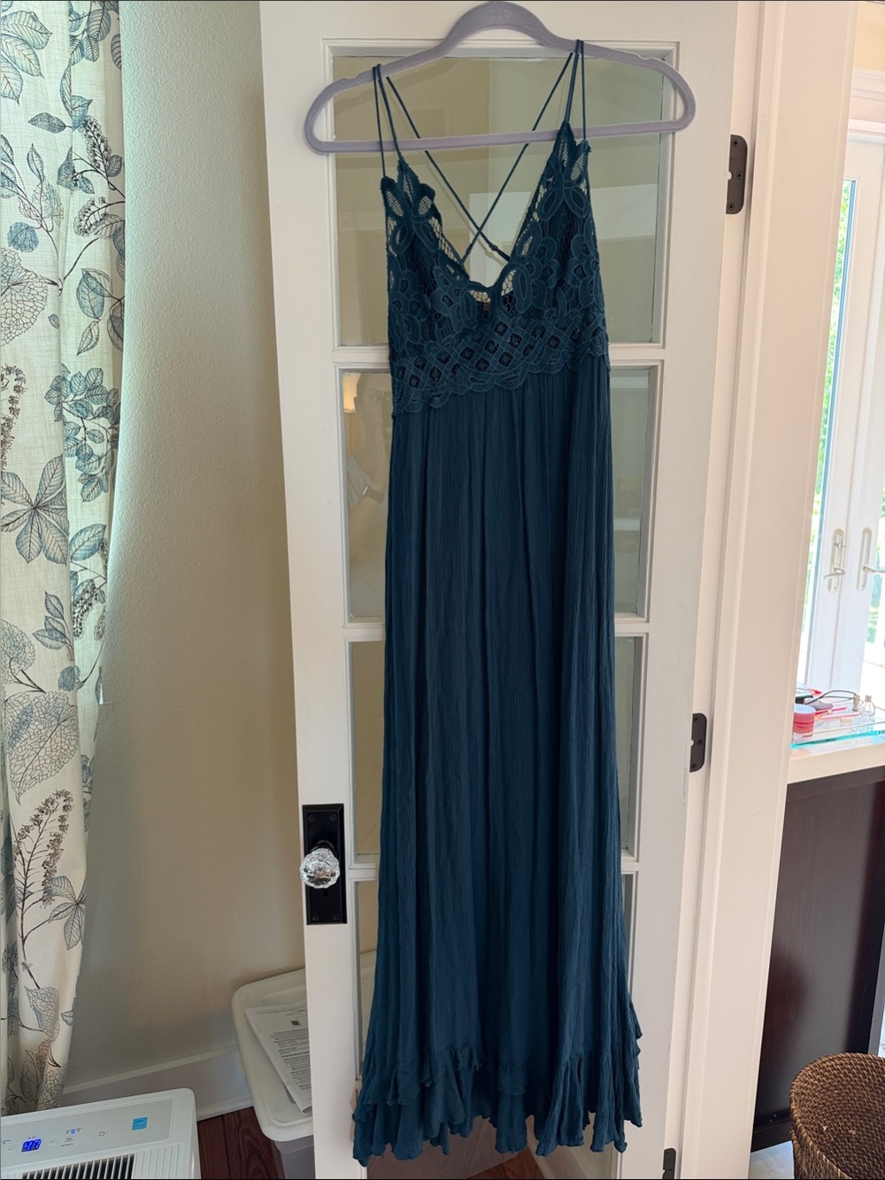 Free People Women's Adella Maxi slip dress in teal blue size xs
